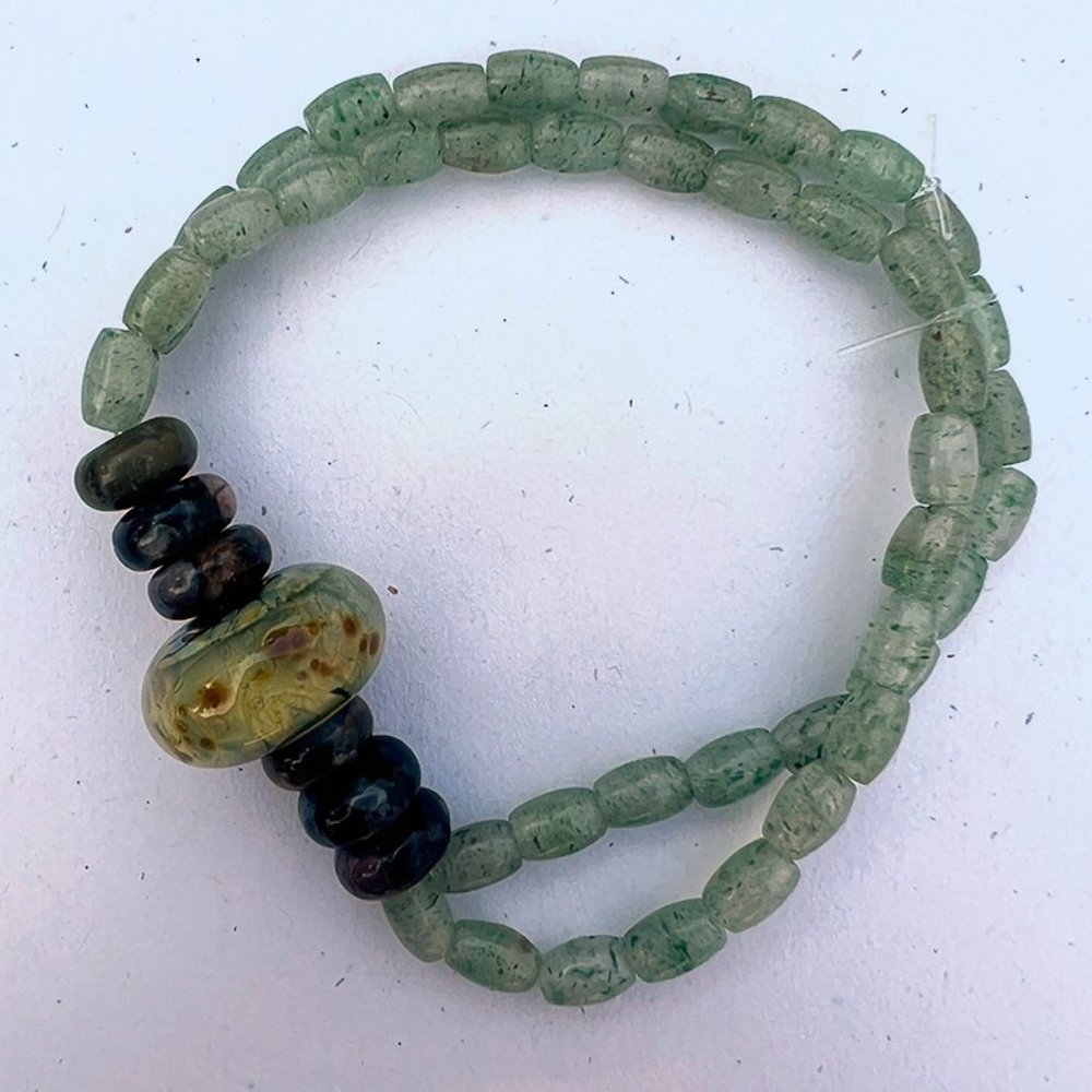 Handcrafted Murano Glass with African Opal and Aventurine Bracelet
